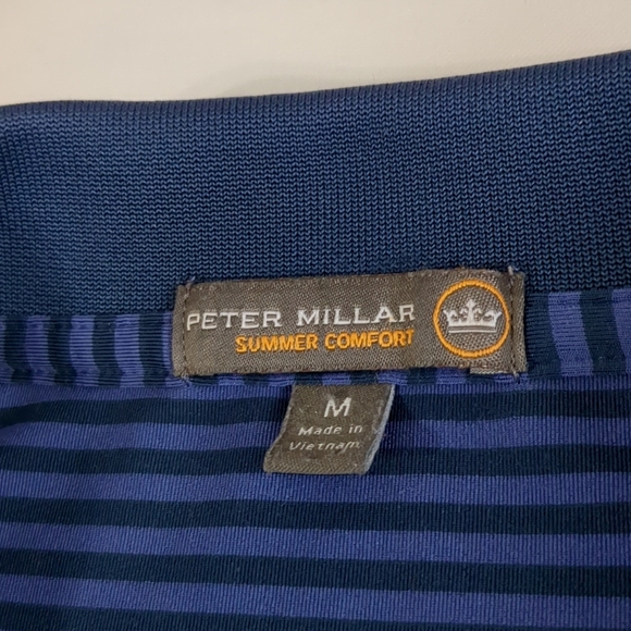Peter Millar Summer Comfort Striped Golf Polo 4 Way Stretch Shirt Sz M - Picture 7 of 8